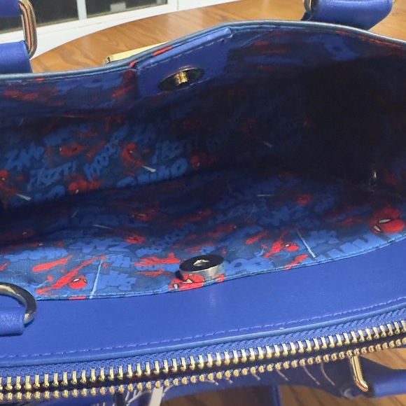 Loungefly Marvel Blue and White Spider Web crossbody/hand Bag (bag 11) - Picture 5 of 7